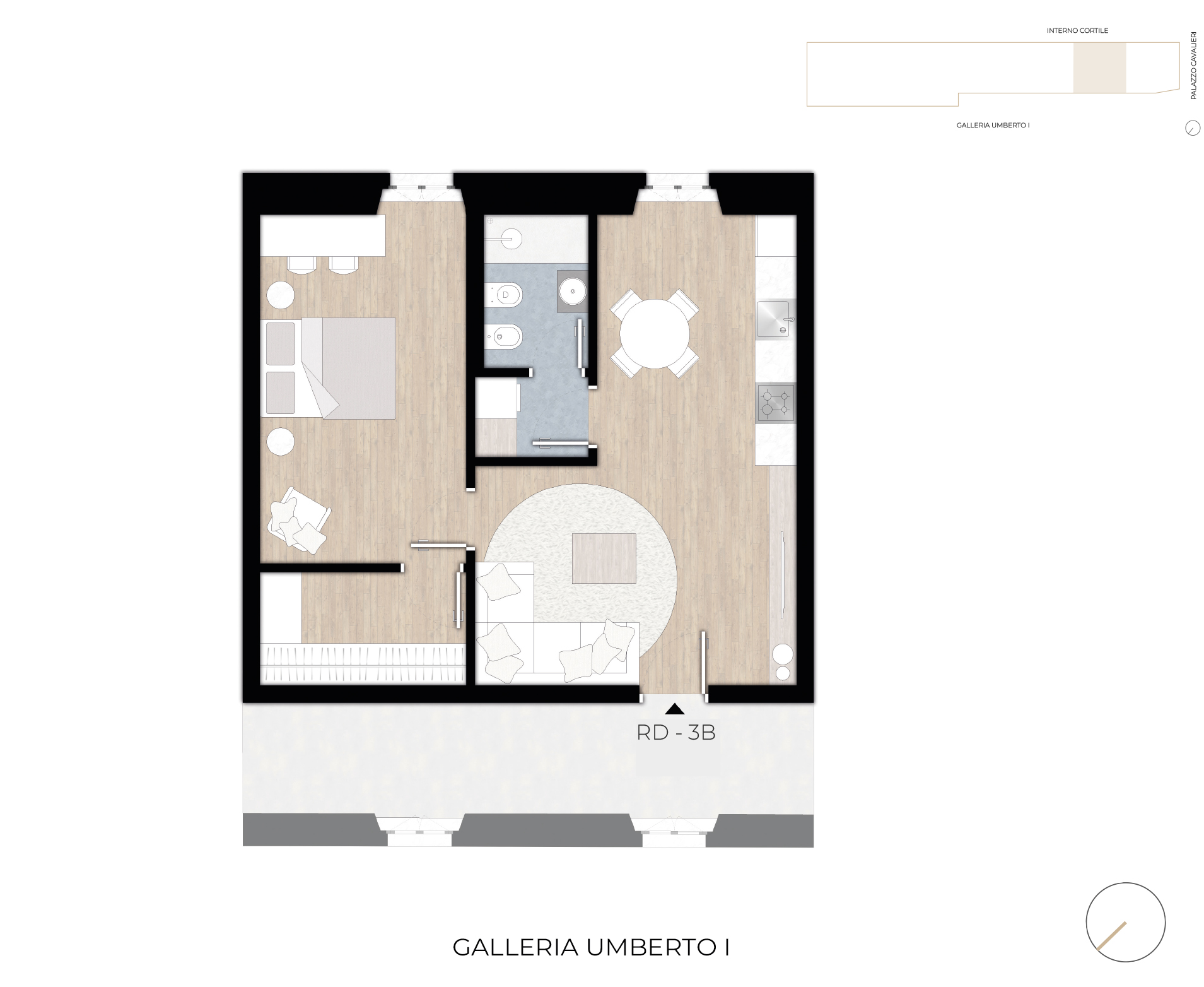 Basilike IPI Agency - Residenze Doranea - 3B - Planimetria Bilocale