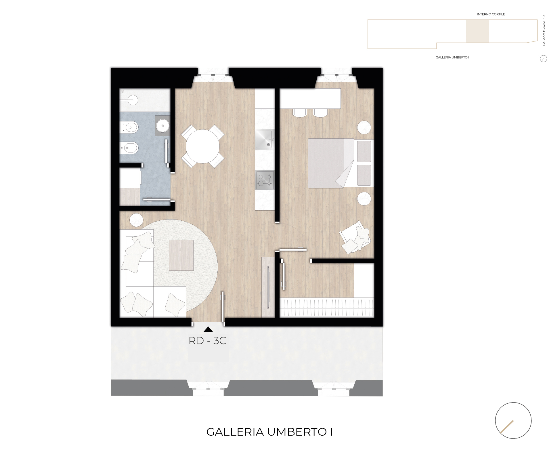 Basilike IPI Agency - Residenze Doranea - 3C - Planimetria Bilocale