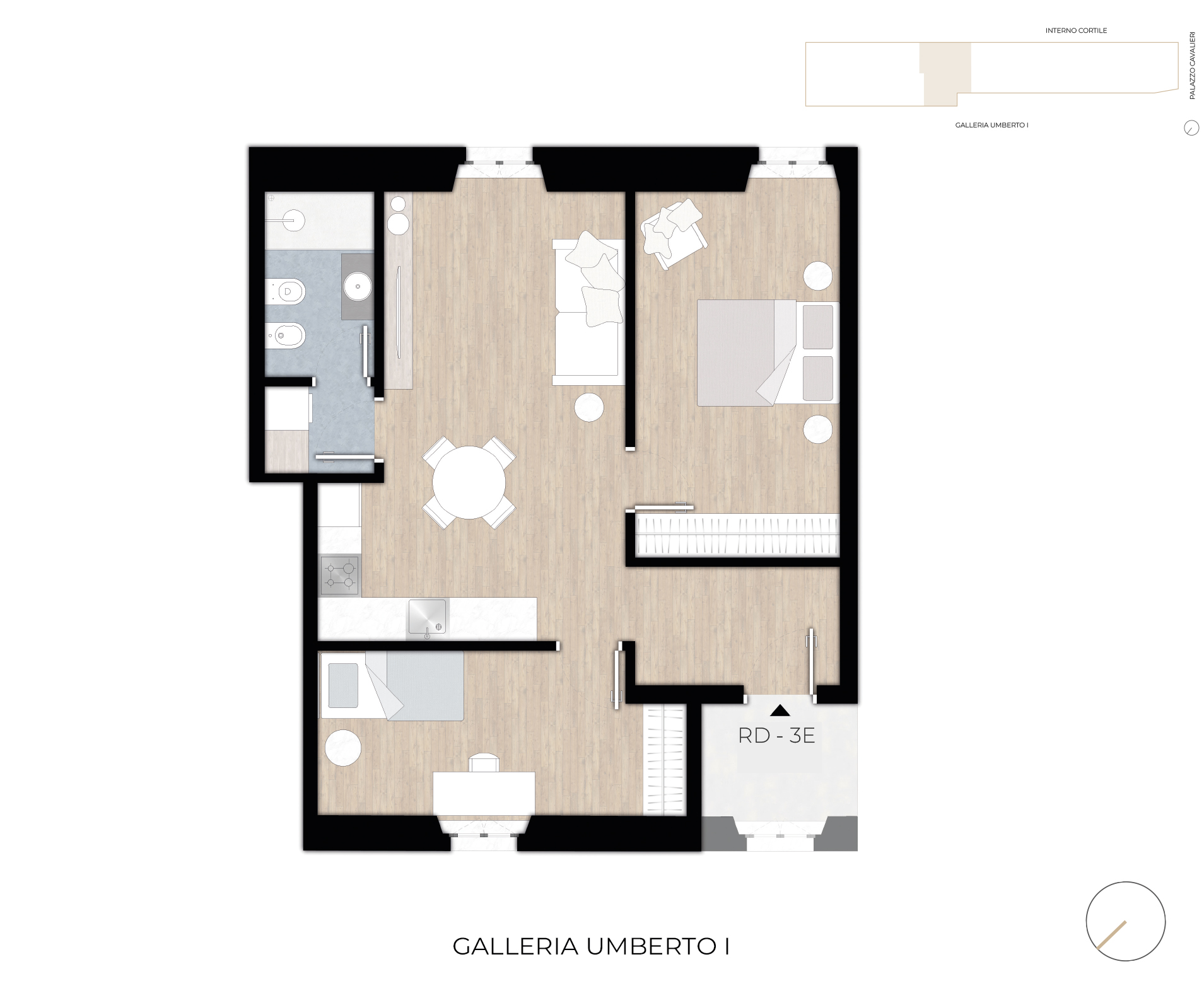 Basilike IPI Agency - Residenze Doranea - 3E - Planimetria Bilocale